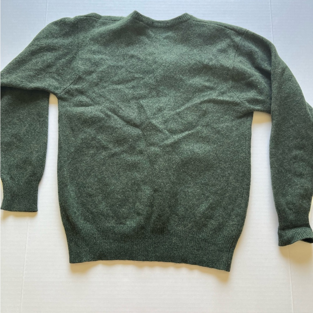 Lord & Taylor The Kensington Collection Lambswool Green Argyle V-Neck Sweater L - Picture 7 of 13